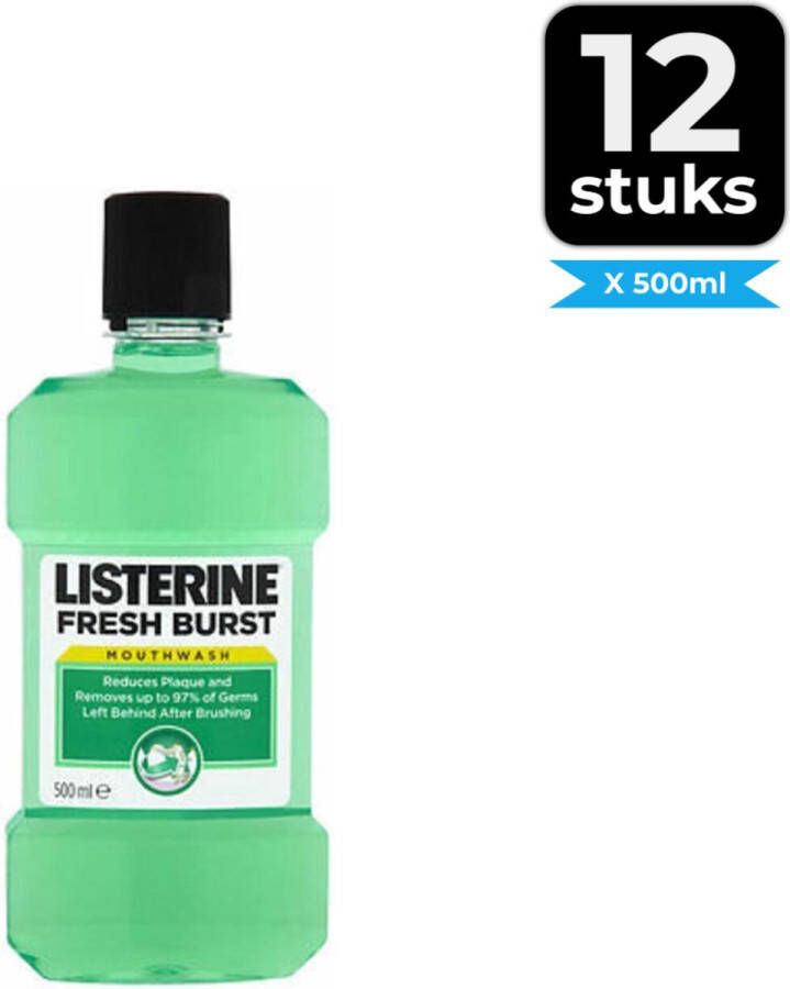 Listerine Mondwater Fresh Burst Sterk Gebit 500 ml Voordeelverpakking 12 stuks