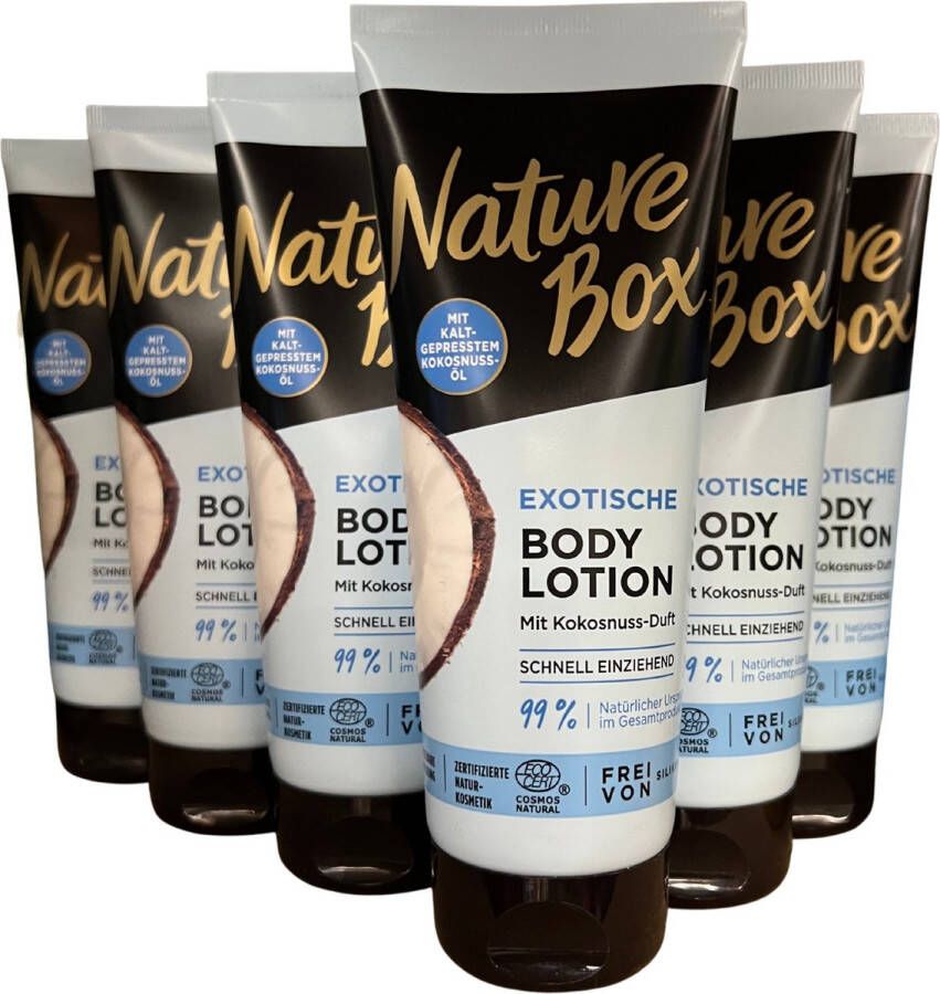 Nature Box Coconut Bodylotion Lichaamsverzorging Voordeelverpakking 6 x 200 ml