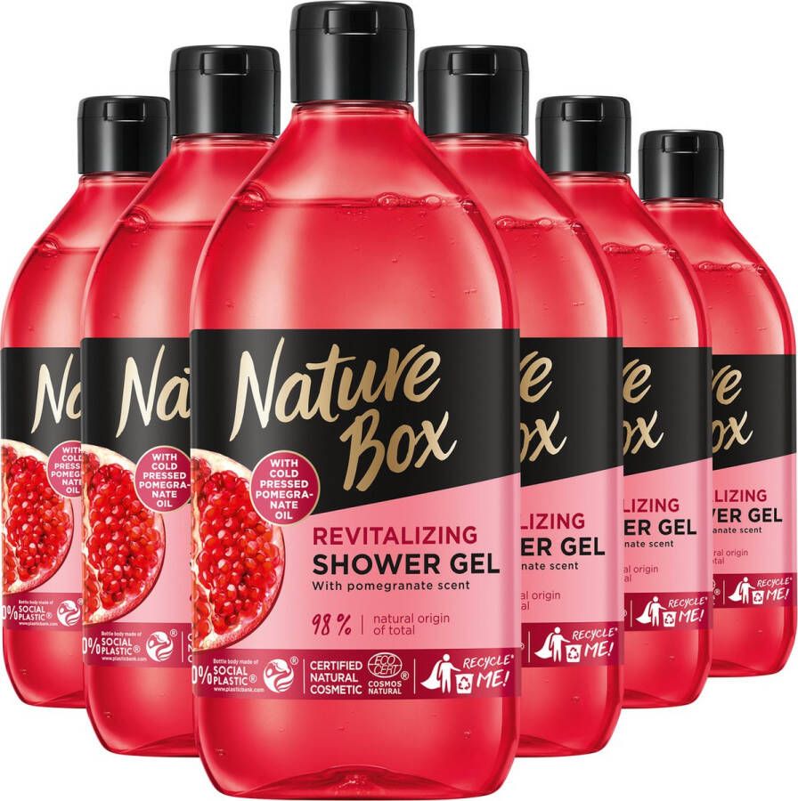 Nature Box Pomegranate Shower Gel 6x 385 ml Voordeelverpakking