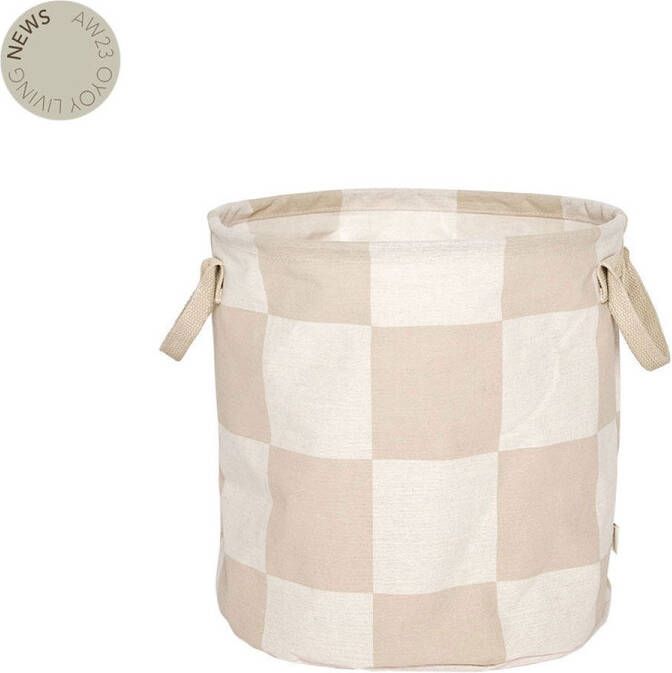 OYOY Chess wasmand Laundry basket met blokken M Clay Off White