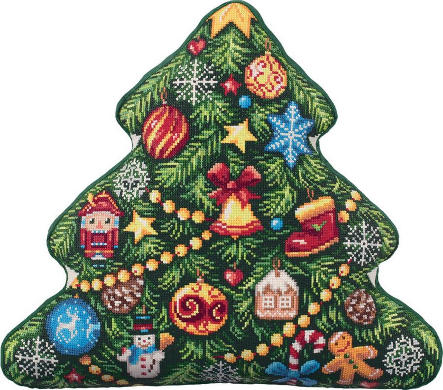 Panna Borduurpakket Kerstboom kussen telpatroon om zelf te borduren