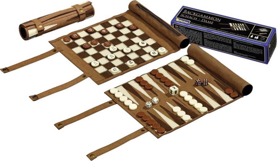 Philos Backgammon schaak- en dam reisset rol