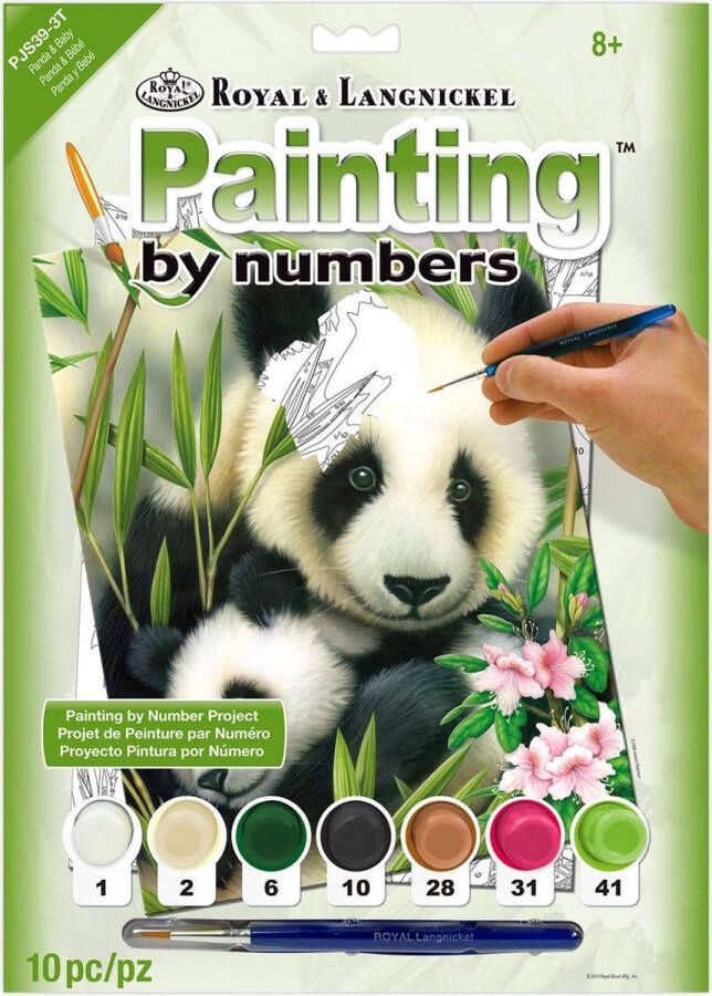 Royal Brush Schilderen op nummer Paint by numbers Dieren Panda's 22x30cm Schilderen op nummer volwassenen Paint by numbers volwassenen