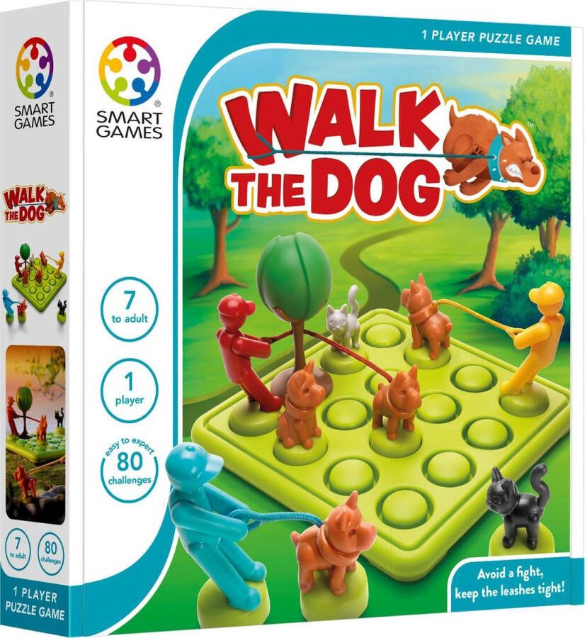 SmartGames Walk the Dog Puzzel 80 opdrachten Logica en ruimtelijk inzicht