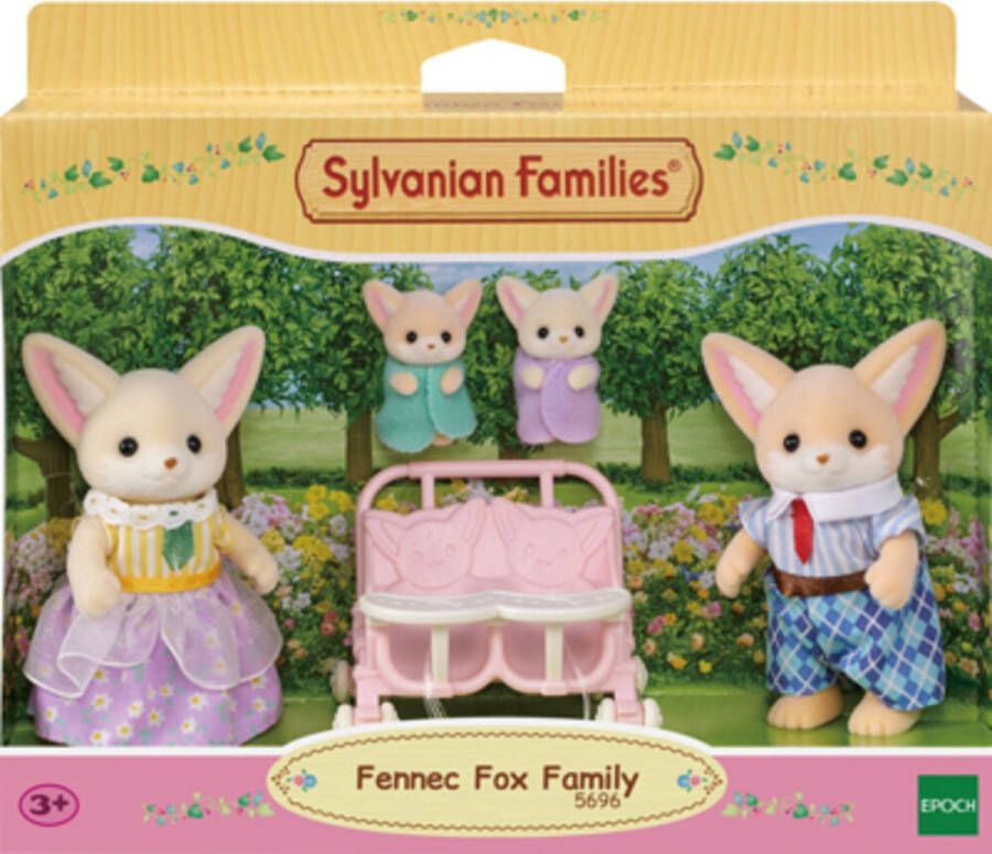 Sylvanian Families 5696 Familie woestijn vos- 4 fluweelzachte speelfiguren- duo kinderwagen speelset