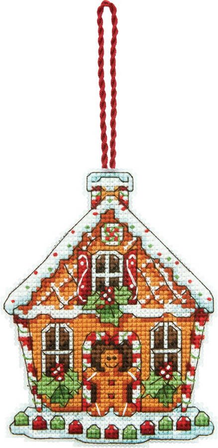 Thea Gouverneur Dimensions Gingerbread House Ornament Borduurpakket 8 x 11 cm DIY pakket volwassenen