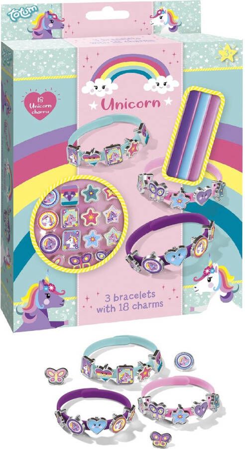 Totum Unicorn 3 armbandjes maken met 18 schuifbedels Meisjes 21-delig Schoencadeautje Sinterklaas