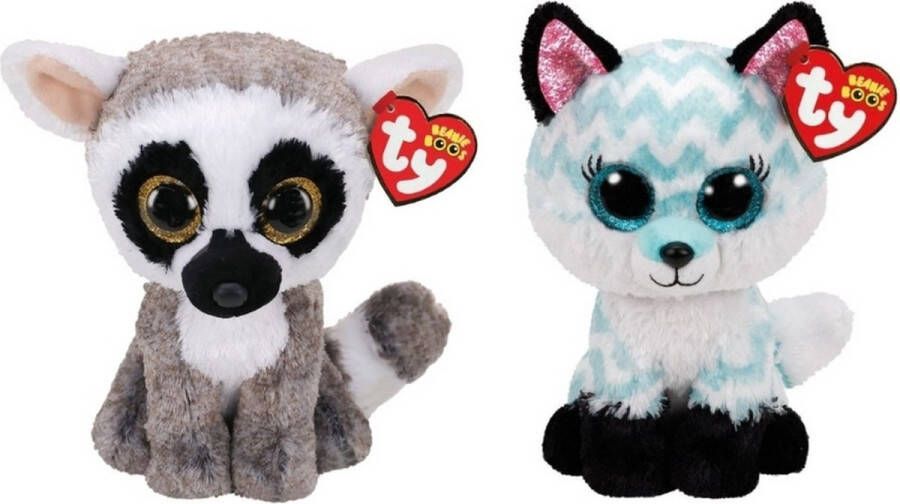 Ty Knuffel Beanie Boo&apos;s Linus Lemur & Atlas Fox