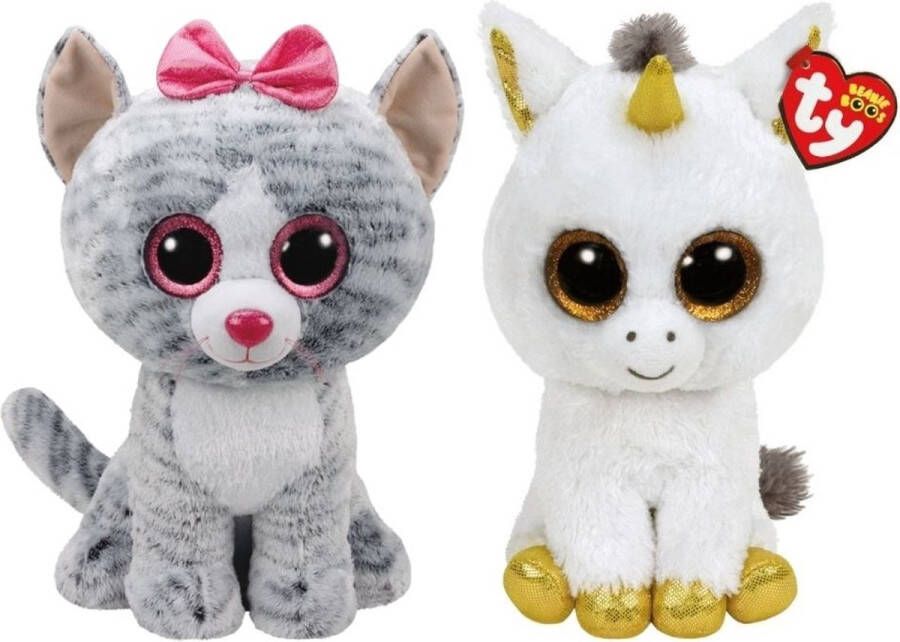Ty Knuffel Beanie Boo&apos;s XL Kiki Cat & Pegasus Unicorn