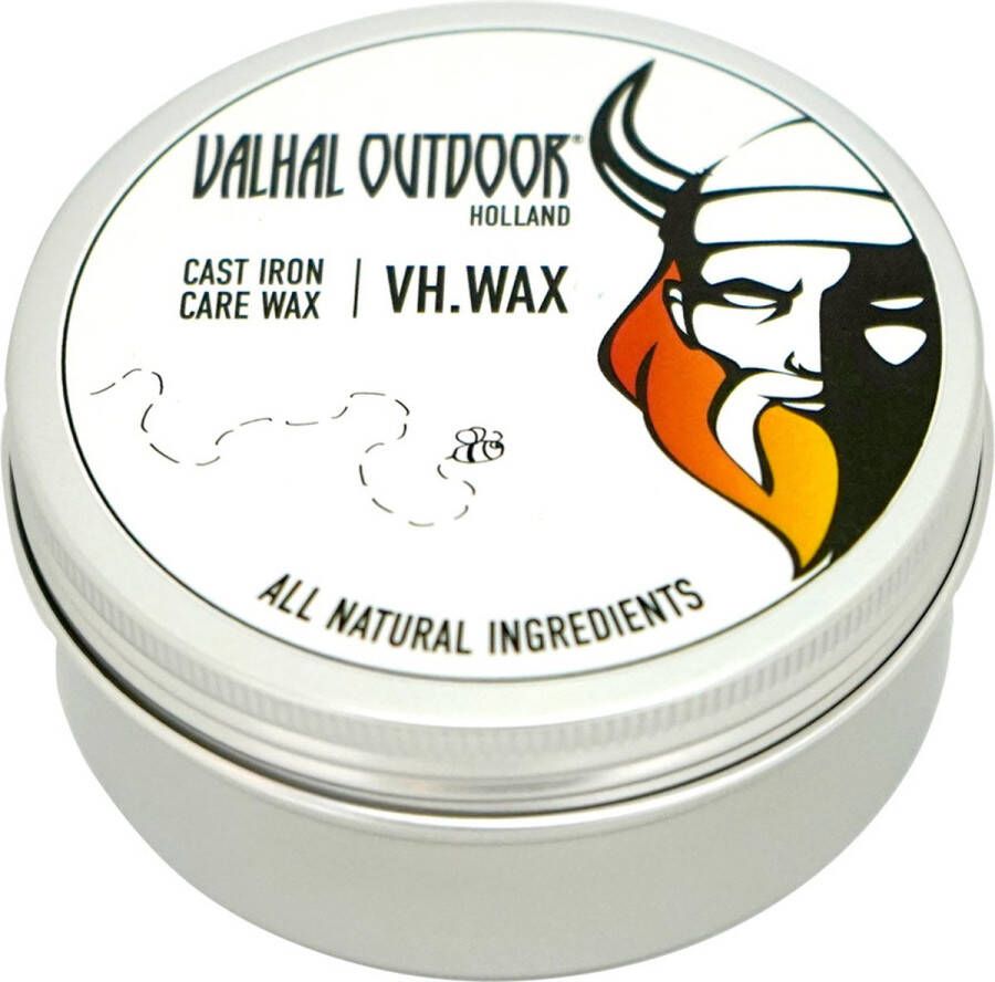 Valhal Outdoor wax voor gietijzeren pannen 125gr verzorging onderhoud en inbranden VH.WAX