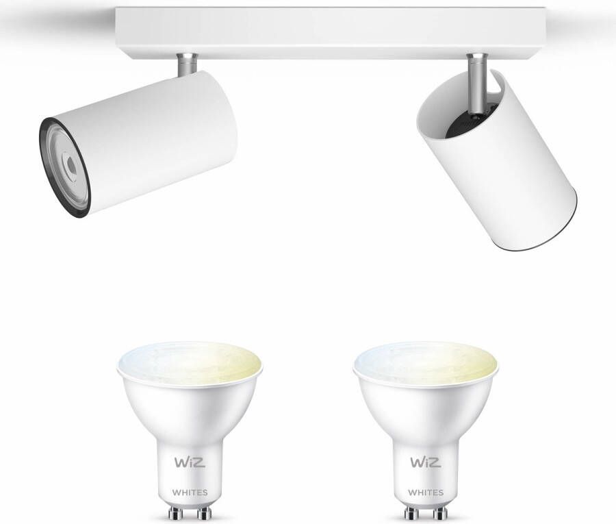 WiZ Philips myLiving Kosipo Opbouwspot Wit 2 Lichtpunten Spotjes Opbouw Incl. Gu10 warmwit tot koelwit licht