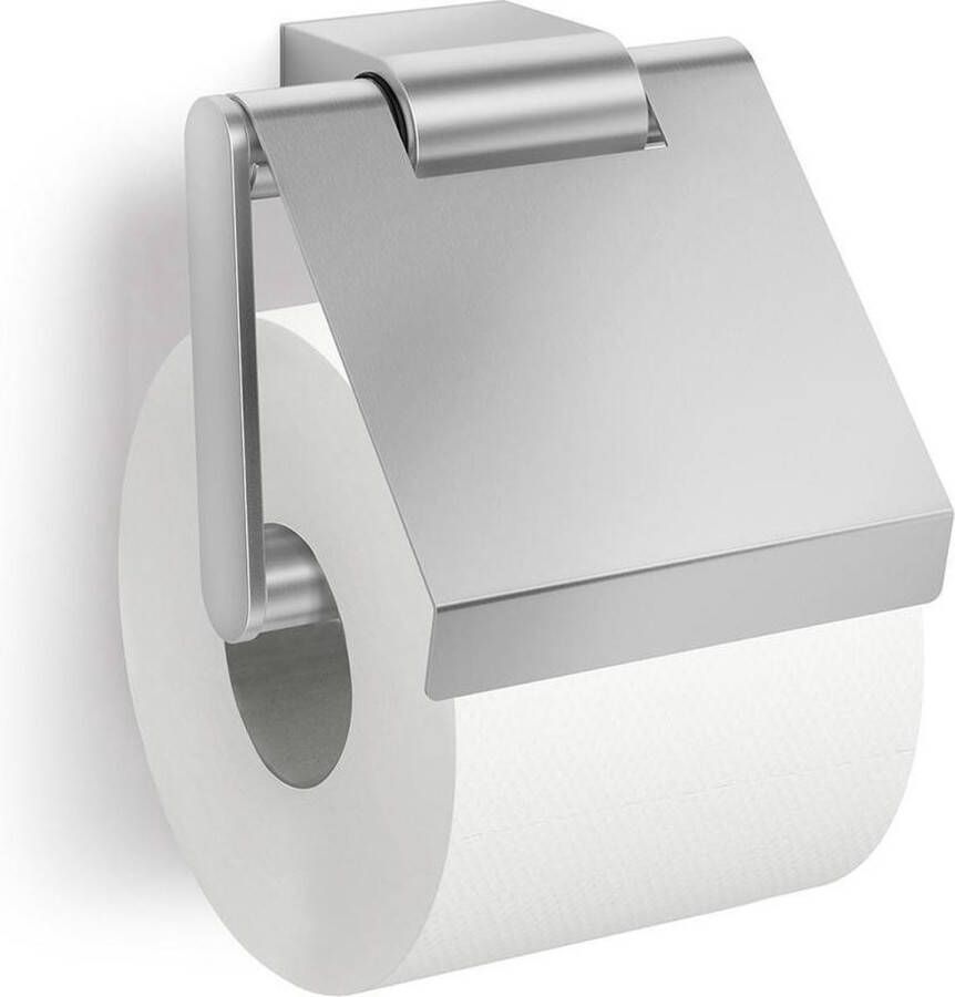 ZACK Atore toiletrolhouder met klep 12.4x12.4x5.4cm RVS Mat