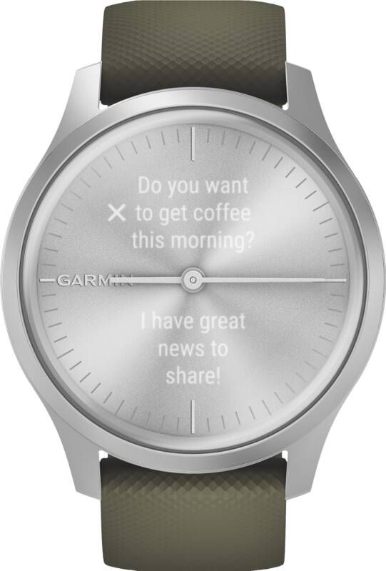 Garmin vivomove Style Smartwatch met mechanische wijzers en kleurentouchscreen Silver Moss