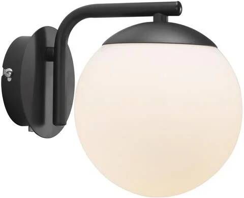 Nordlux Grant wandlamp bol kap Ø14 5 cm E14 zwart met wit
